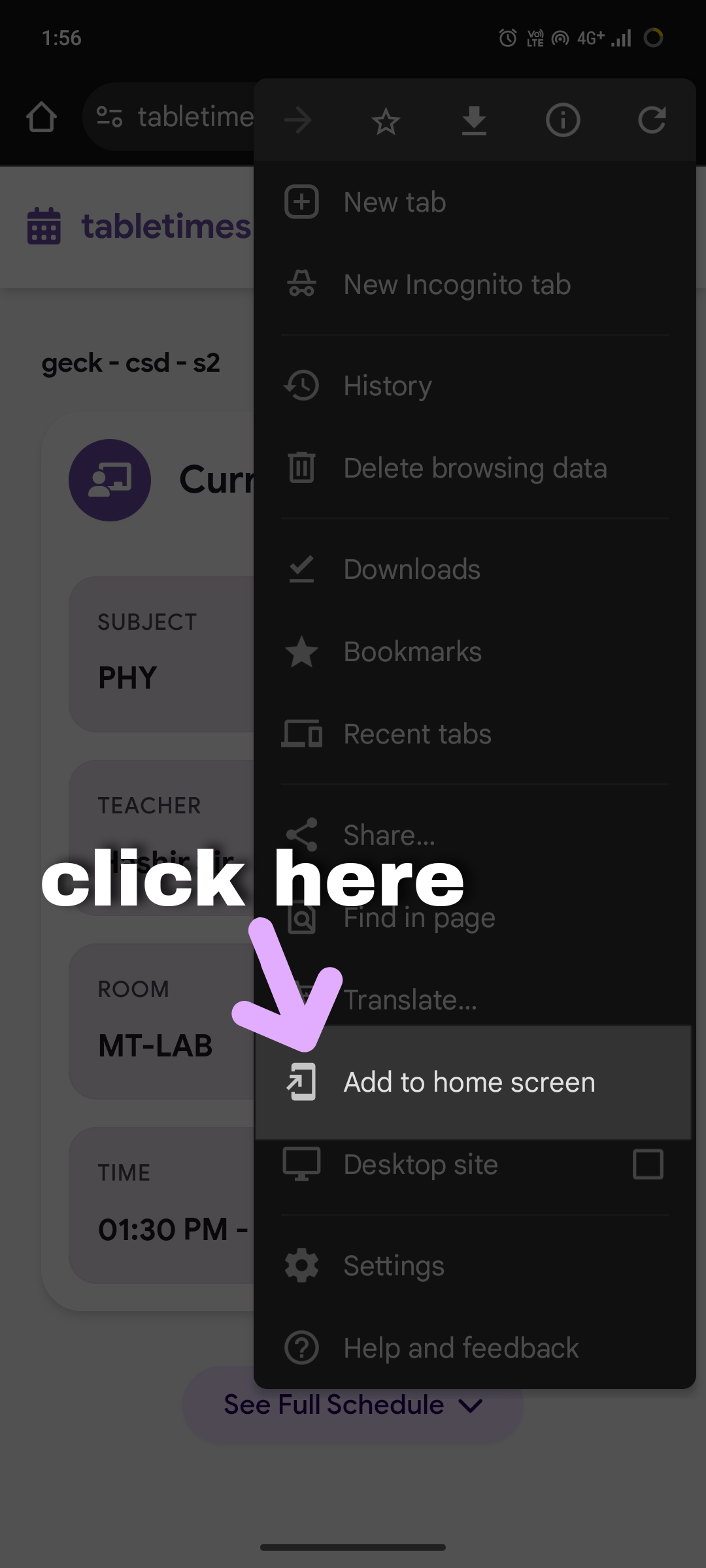 Select Add to Home Screen
